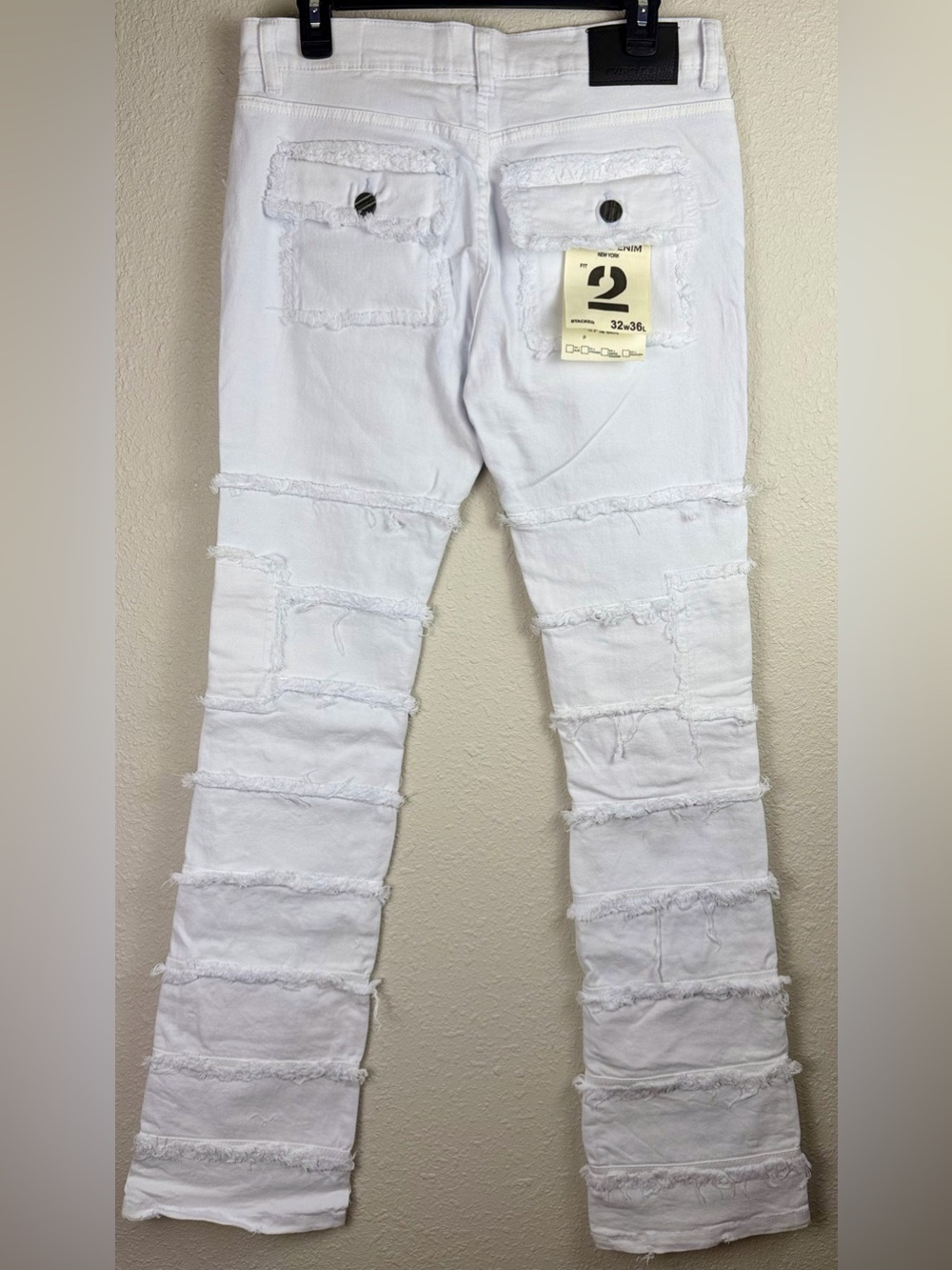 FWRD Denim Stacked Jeans 32x36 White Frayed Stretch Urban Streetwear Jeans NWT - Picture 2 of 9